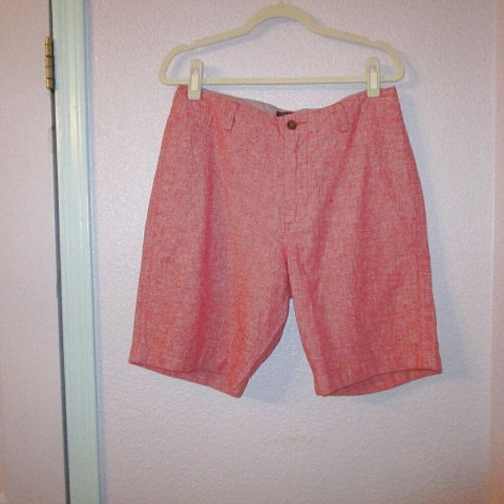 J. Crew Gramercy Shorts Mens 32 Linen Cotton Chambray Red Chino Casual Preppy